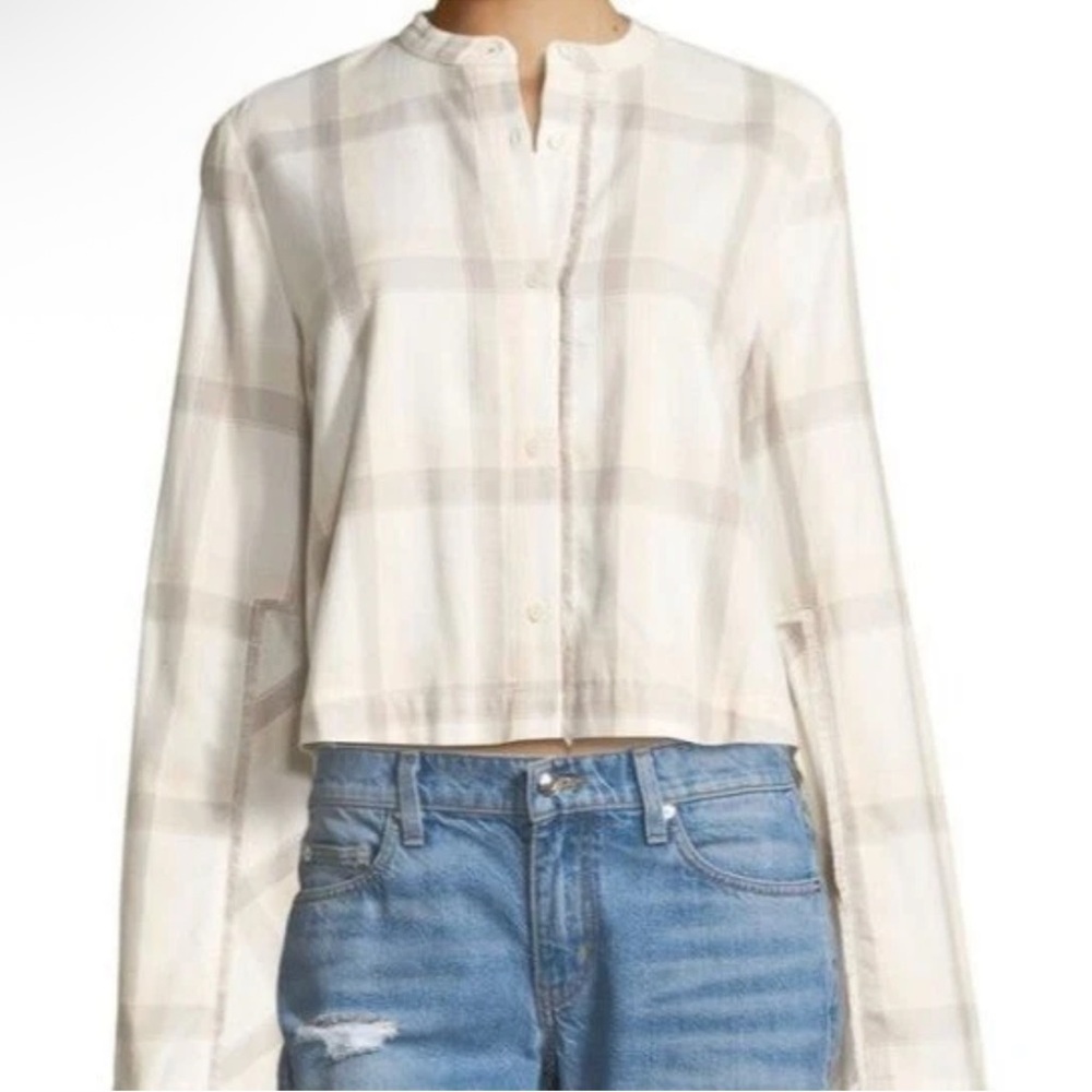 10 Crosby Derek Lam Cream Plaid Blouse S NWT